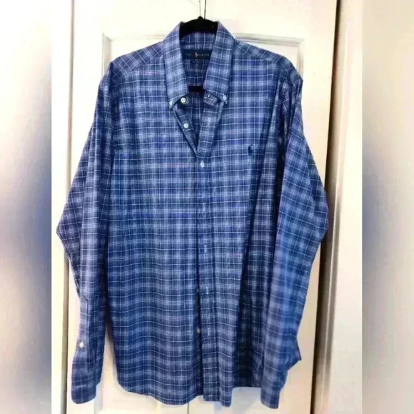 Polo Ralph Lauren | Men's | blue plaid | long sleeve  button down |shirt | sz XL - Picture 1 of 6
